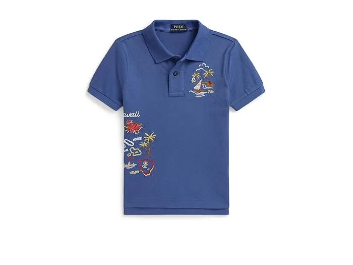 Детское поло Polo Ralph Lauren Kids Embroidered Cotton Mesh, Bai Blue