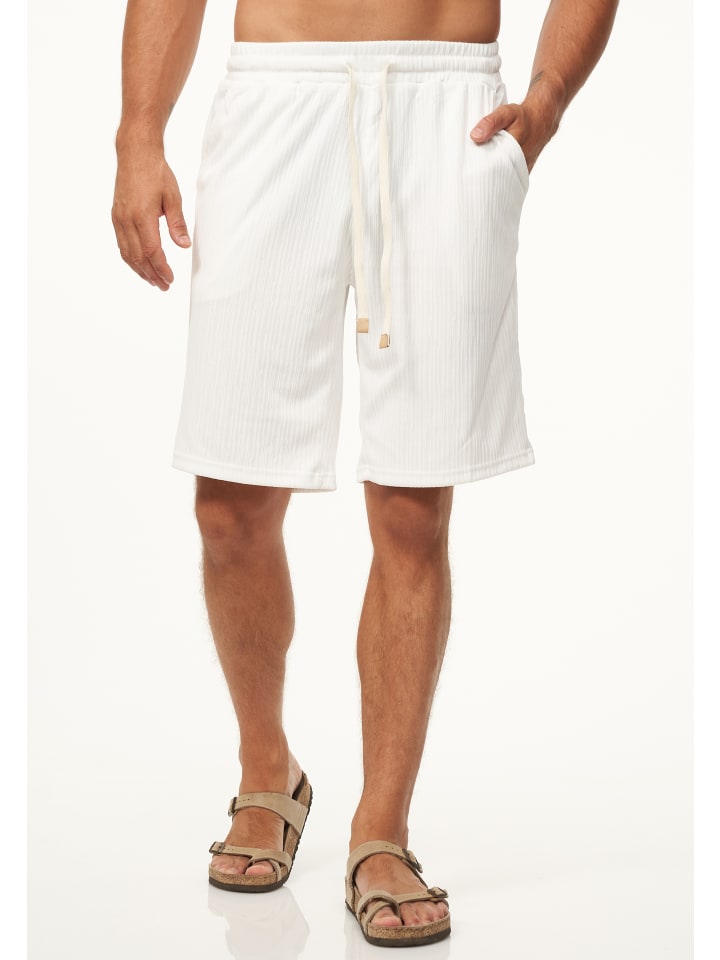 

Шорты мужские летние, в рубчик, с эластичным поясом, белого цвета. behype