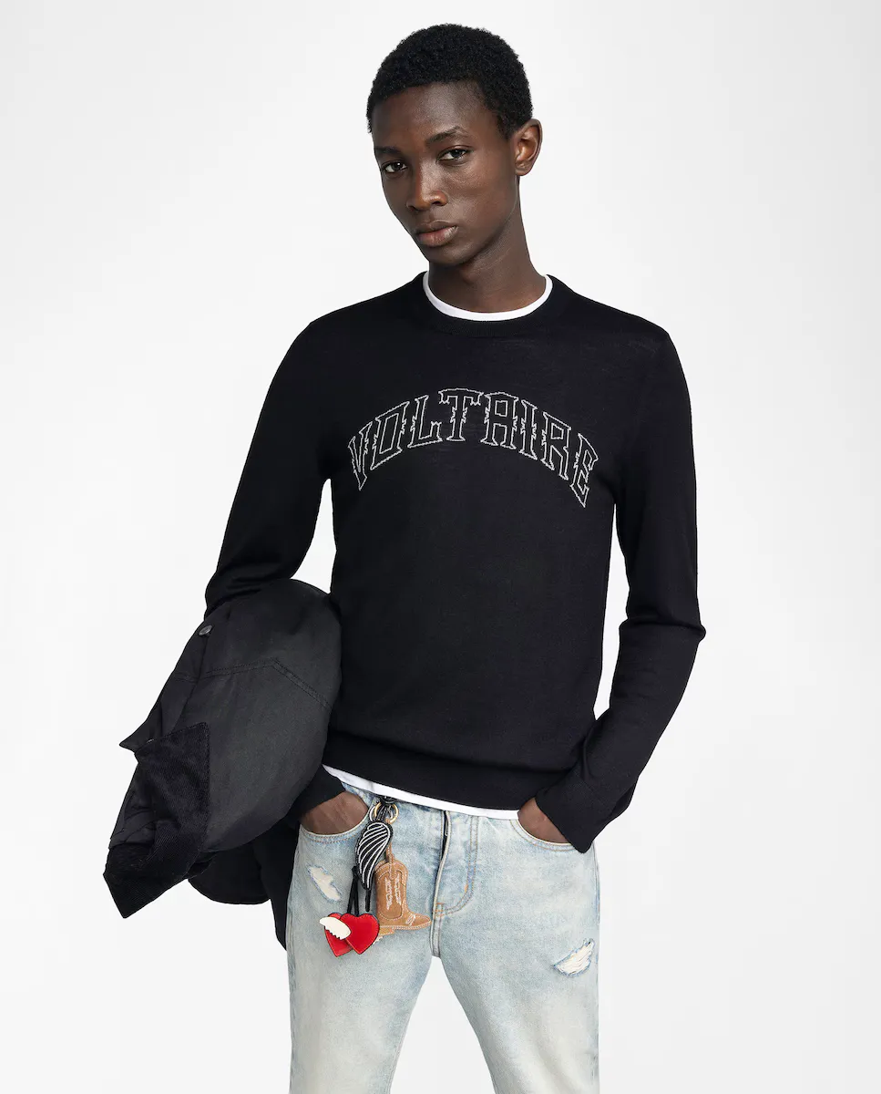 

Джемпер мужской Kennedy 100% шерсть мериноса с круглым воротом Zadig & Voltaire, черный