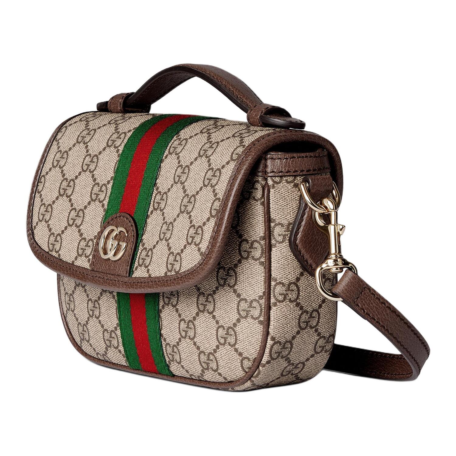 GUCCI Ophidia холщовая сумка малая женская beige & brown — фото 2
