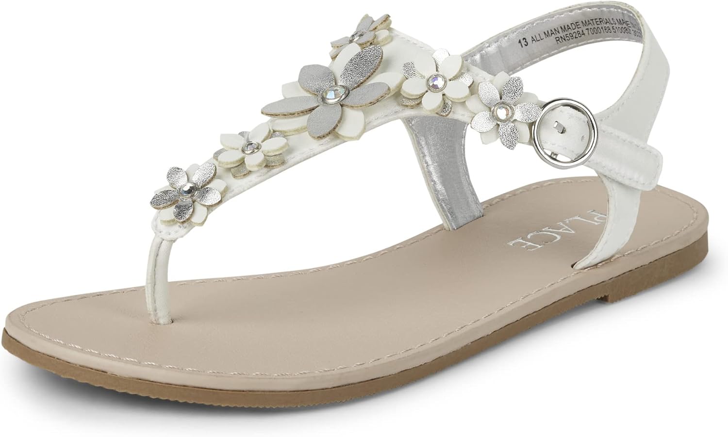 

Сандалии с Т-ремешком для девочек от The Children's Place, белый