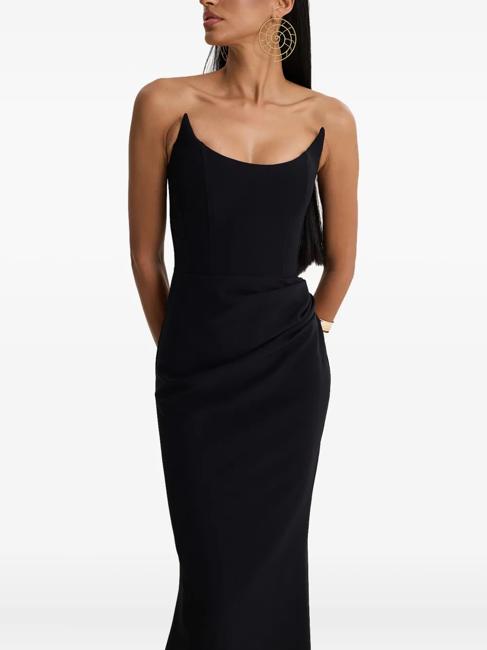

Длинное платье без бретелек с корсетом MOOS STUDIO, черный