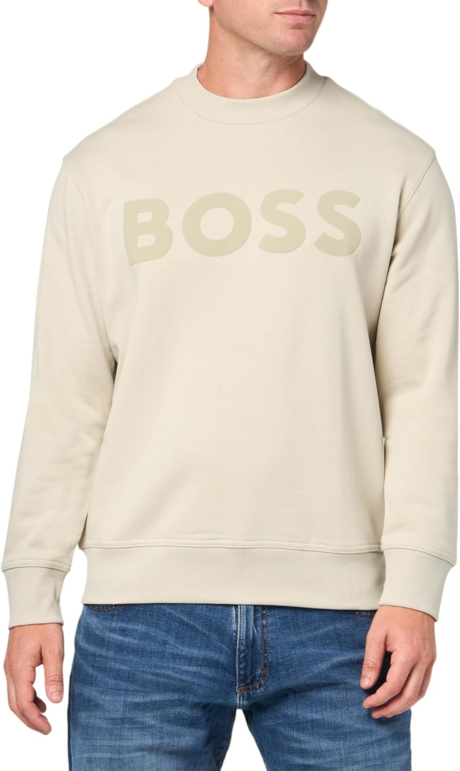 

BOSS мужской свитшот с логотипом Bold Logo, френч терри, Dessert Beige
