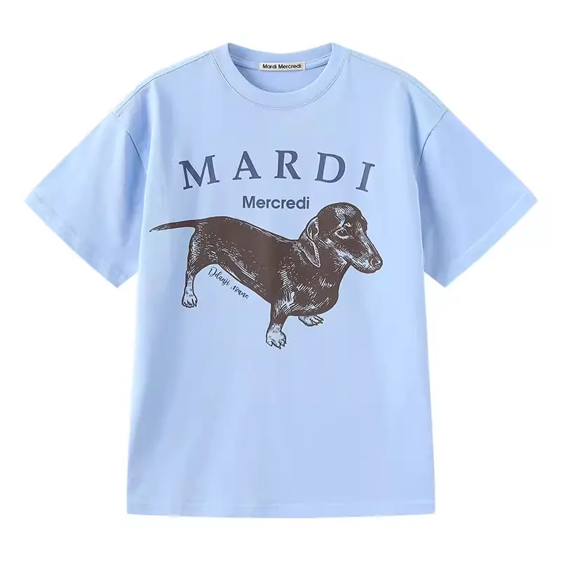 

Футболка с таксой, Unisex, круглый вырез, умеренно прямой крой MARDI MERCREDI, cool dusty синий (lily of the valley синий)