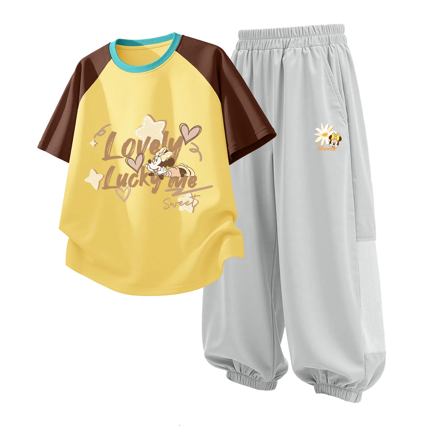 Детский спортивный костюм Casual Sportswear 2 Piece Set Disney, Diao Jioruo Brown Yellow+D Soccer Ball Misty Mountain Gray — фото 4