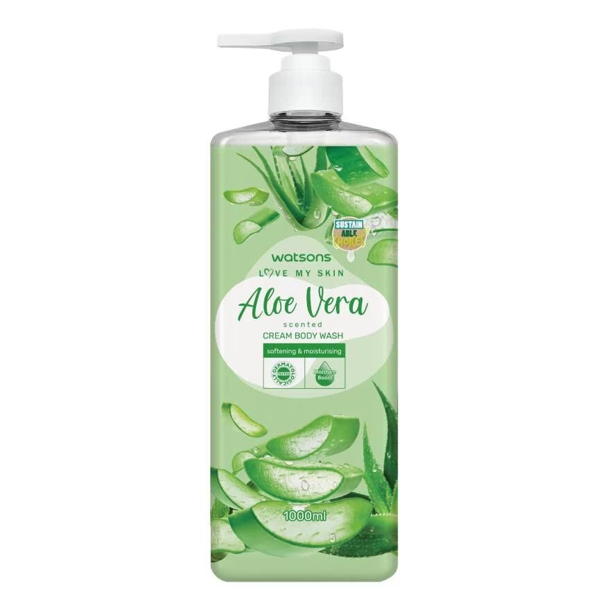 

Watsons Крем-гель для душа с ароматом алоэ вера Love My Skin 1000 мл, Green