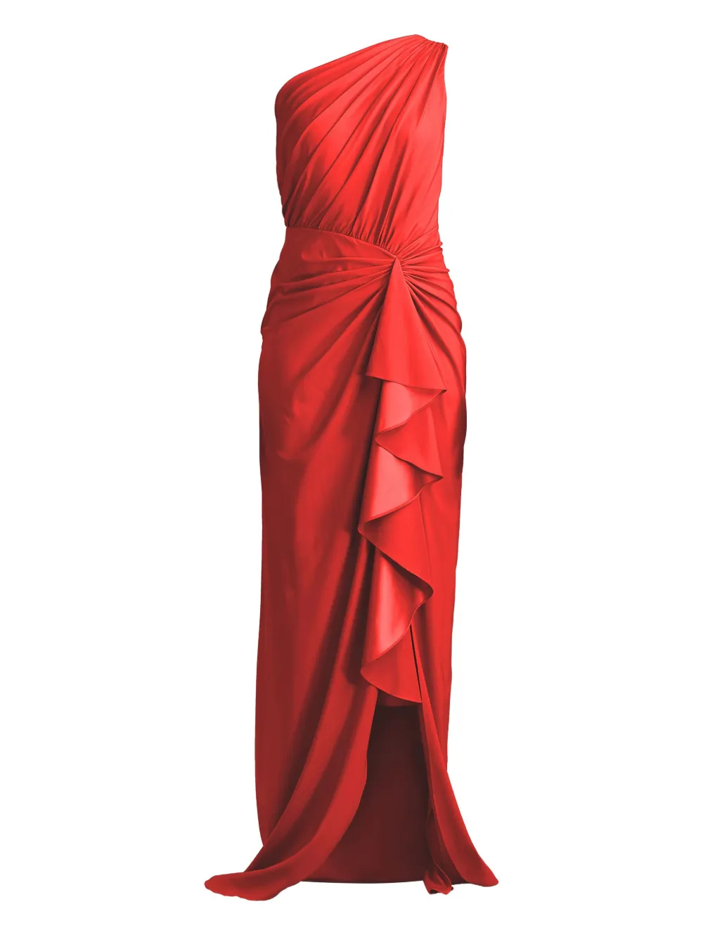 

Платье на одно плечо с оборкой Tadashi Shoji, красный
