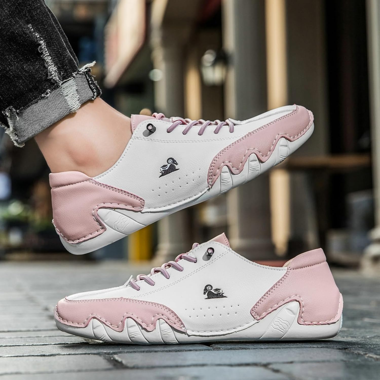 Женские и мужские туфли Kubbon Barefoot, повседневные слипоны для вождения, удобные кроссовки для ходьбы, ручной работы, ботинки чукка, нескользящие минималистичные кроссовки, розовый — фото 2