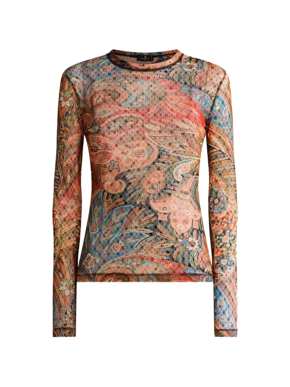 Топ с длинными рукавами из тюля с узором пейсли Etro, мультиколор