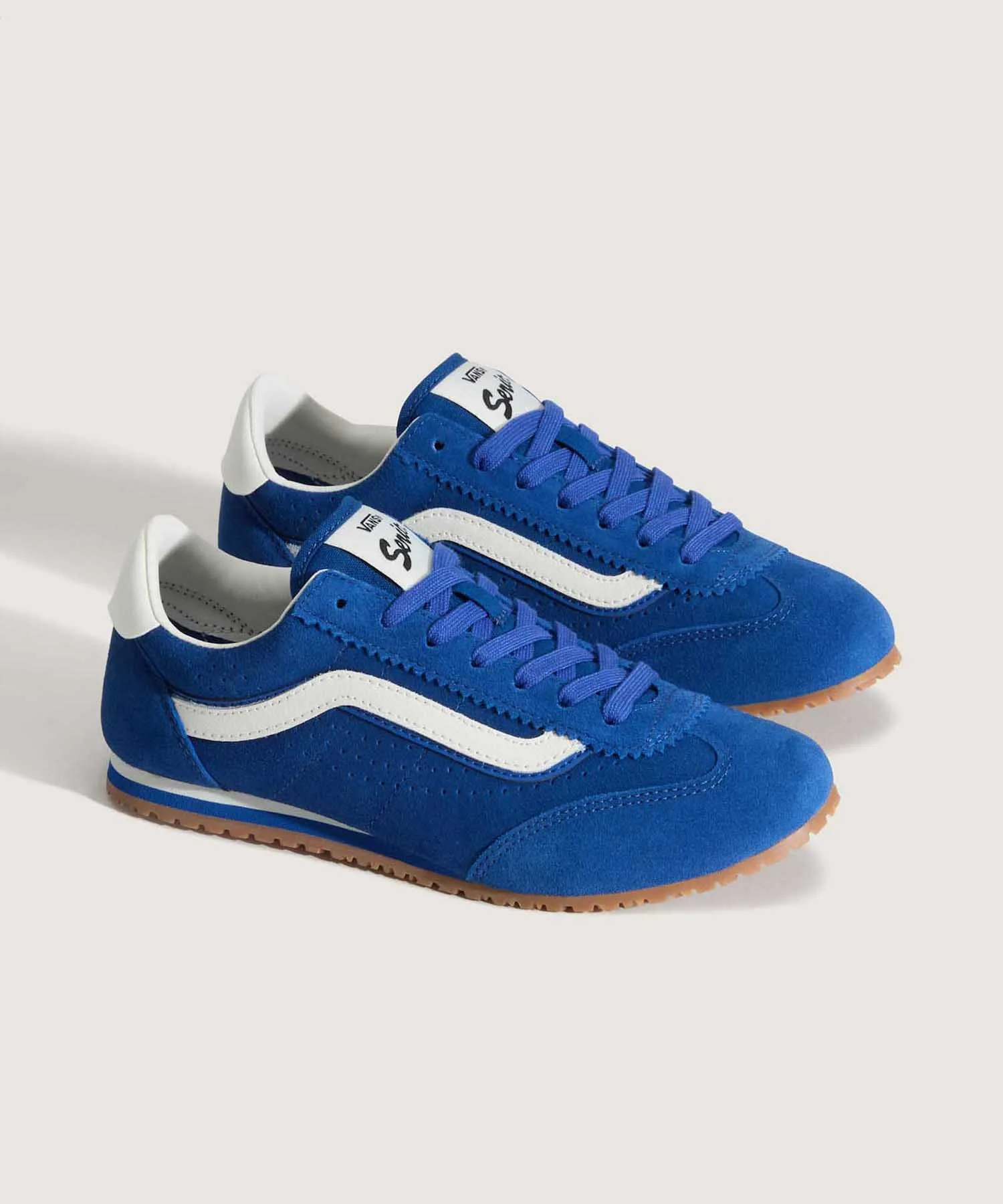 Кроссовки из натуральной кожи с низким профилем Super Lowpro SUEDE TRUE BLUE VANS голубые — фото 3
