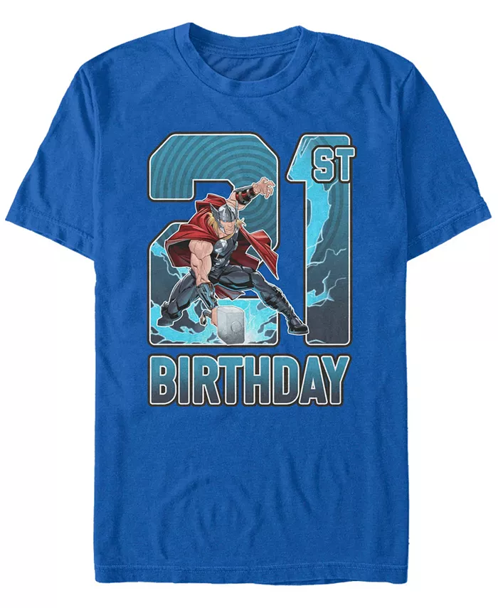 

Мужская футболка с коротким рукавом Marvel Thor 21st Birthday Fifth Sun, синий