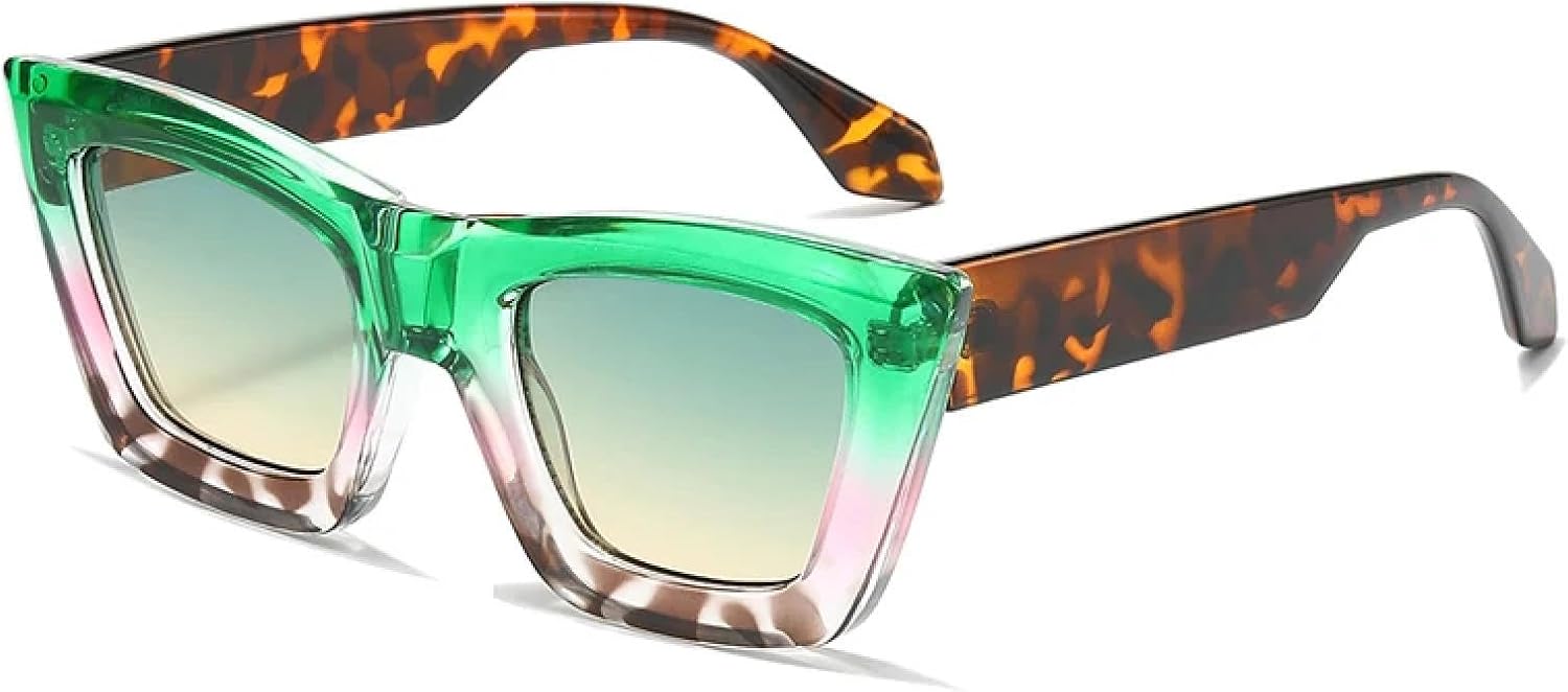 

Солнцезащитные очки «кошачий глаз» для женщин, винтажные, двухцветные, роскошные, с защитой от УФ-излучения UV400, модные, градиентные, для мужчин UATXTAU, Green Green Tea