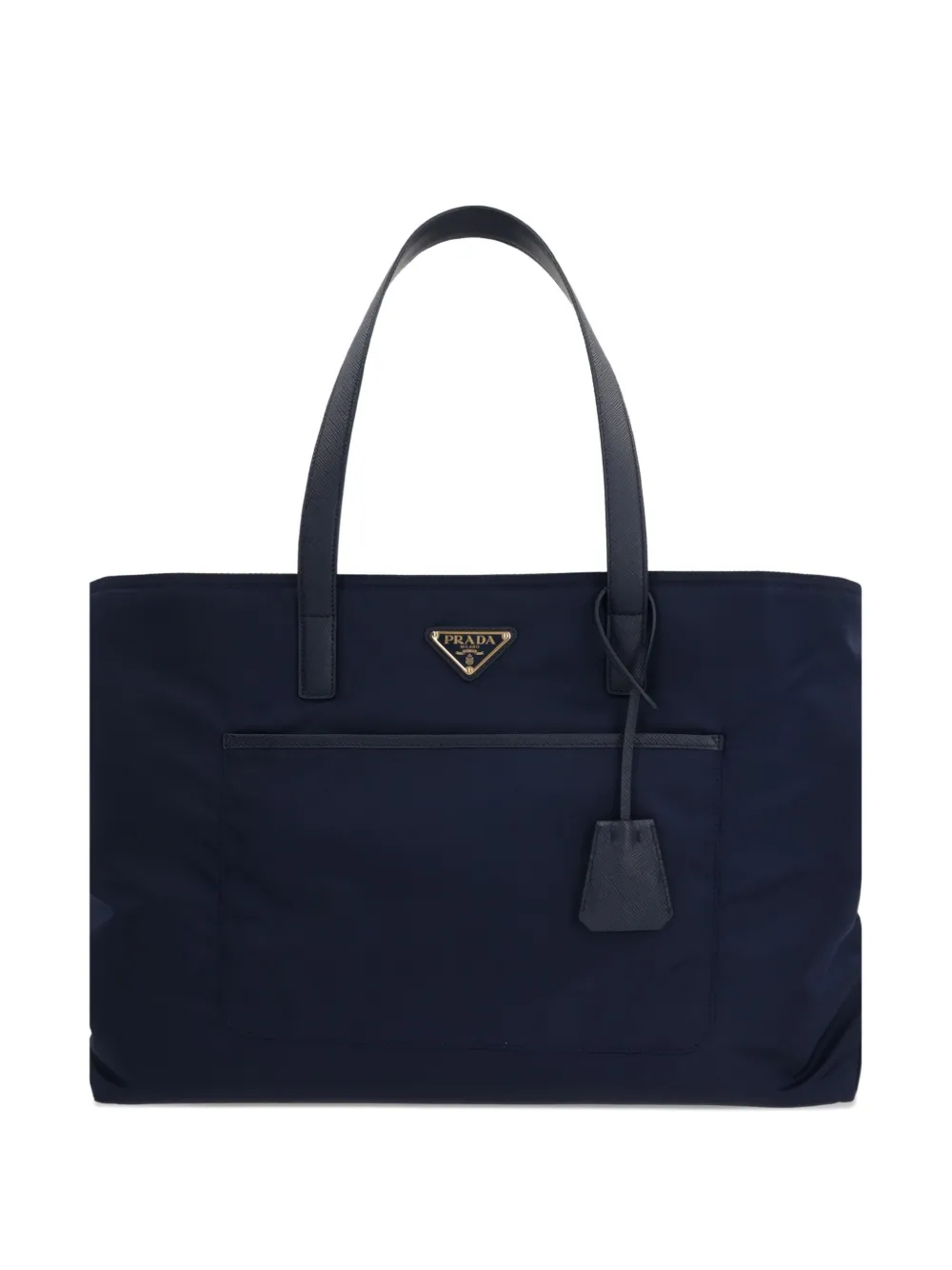 

Сумка-тоут с кожаной отделкой и карманом-слайдером Prada, синий