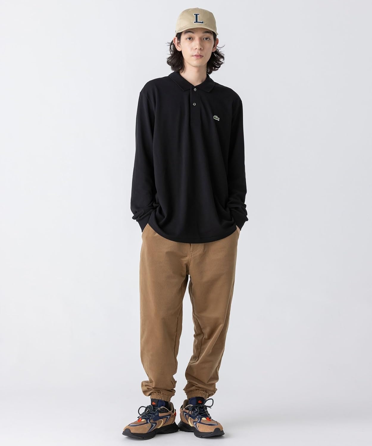 Официальная поло-рубашка Lacoste Original Fit с длинным рукавом, модель L1312, черный — фото 2