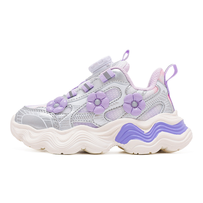 

Износостойкие, легкие, амортизирующие, нескользящие, низкие детские кроссовки для повседневной носки BOBDOG, серебряный/фиолетовый