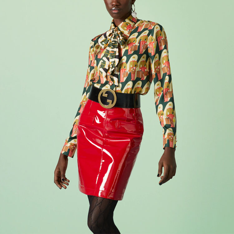 Рубашка женская Gucci Классическая, уникальный принт, мультиколор — фото 3