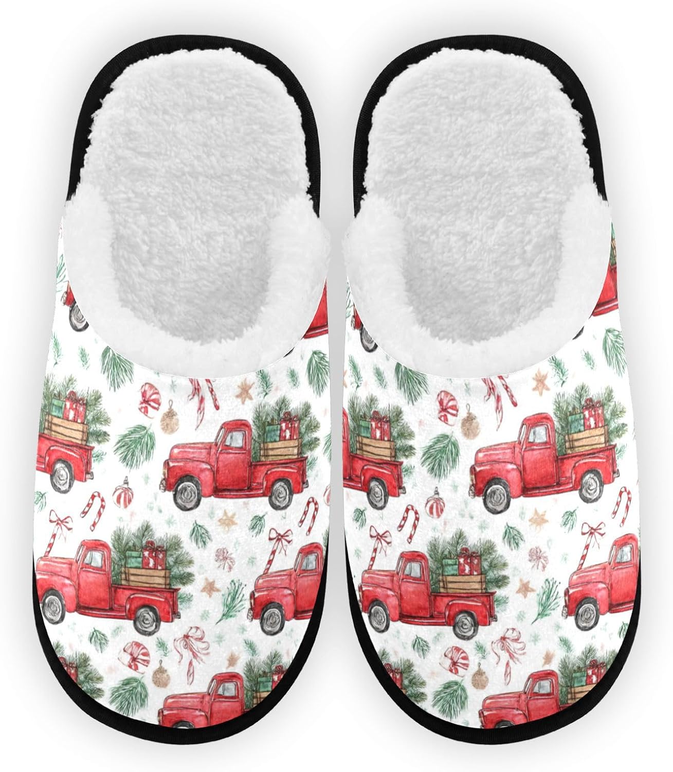 

Домашние спа-тапочки для женщин и мужчин, удобные домашние тапочки для путешествий, мягкие тапочки с эффектом памяти, противоскользящие, для отеля и спальни Dussdil, Christmas Truck