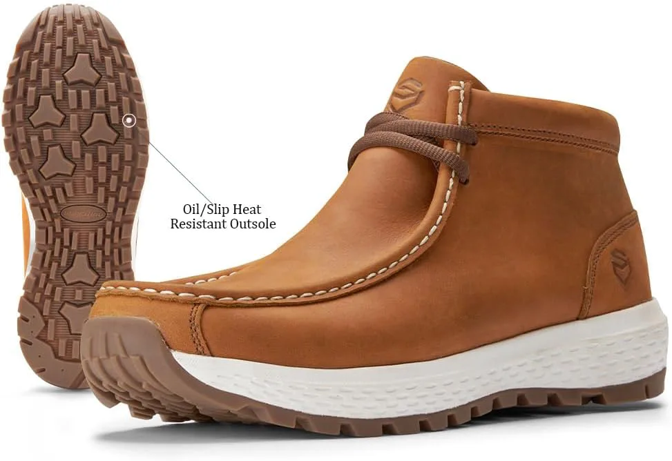 Мужские ботинки SUREWAY Chukka, легкие и прочные кожаные рабочие ботинки с носком-мокасином, модные для походов, вождения, Челси-ботинки для комфорта в любую погоду (офис, повседневная носка, нарядные) — фото 4