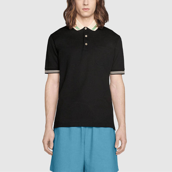 Футболка men's ss21 interlock double g short sleeve black polo shirt Gucci, черный — фото 3
