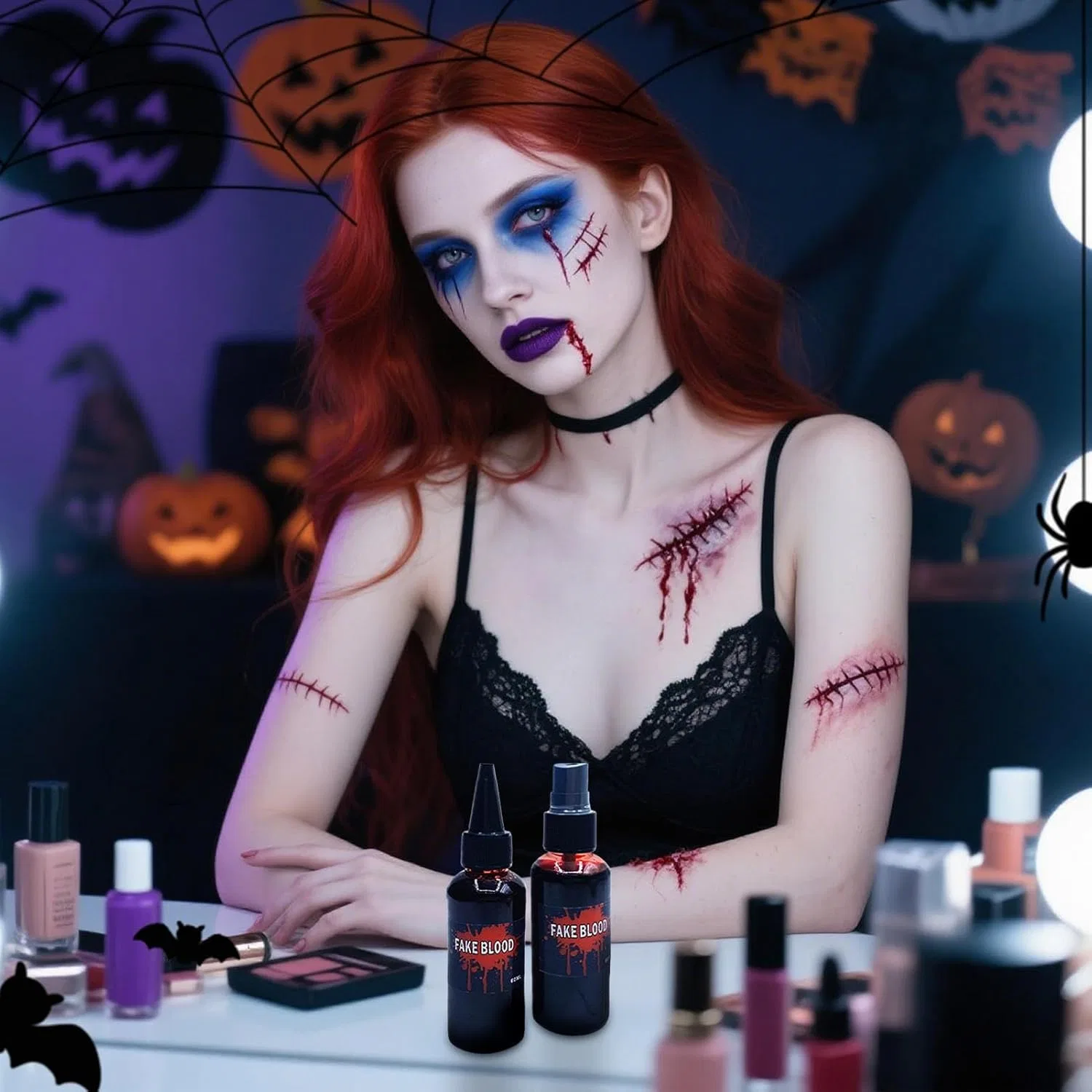 Набор искусственной крови Fake Blood Makeup Kit, 60 мл, красный — фото 2