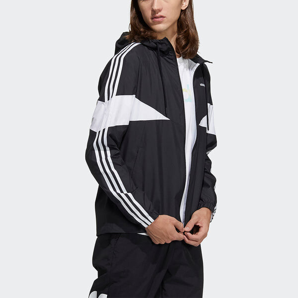 Куртка adidas neo M Icons 3s Wbkr Casual Sports Contrasting Colors Hooded Jacket Black, черный — фото 4