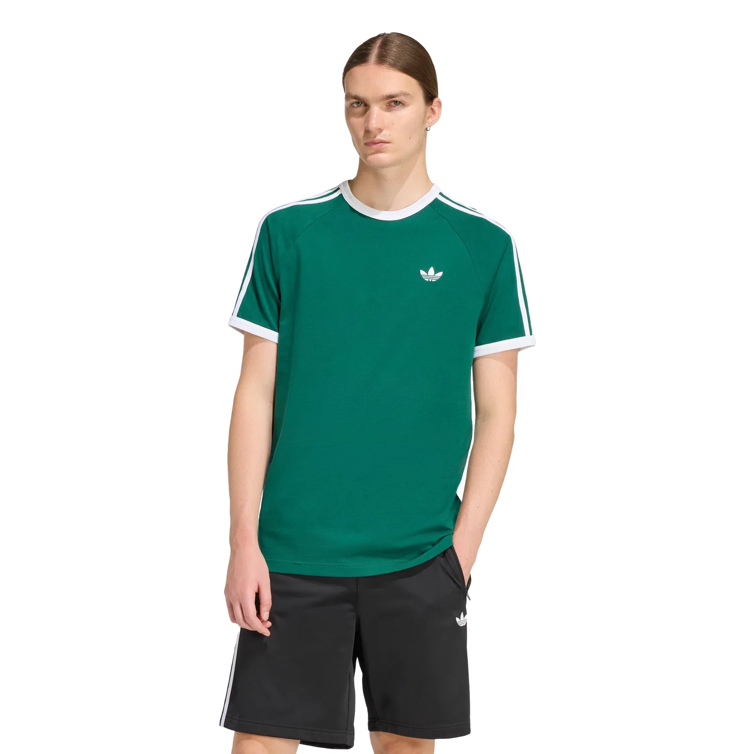 Мужская футболка с 3 полосками, зелёная, от Adidas — фото 4