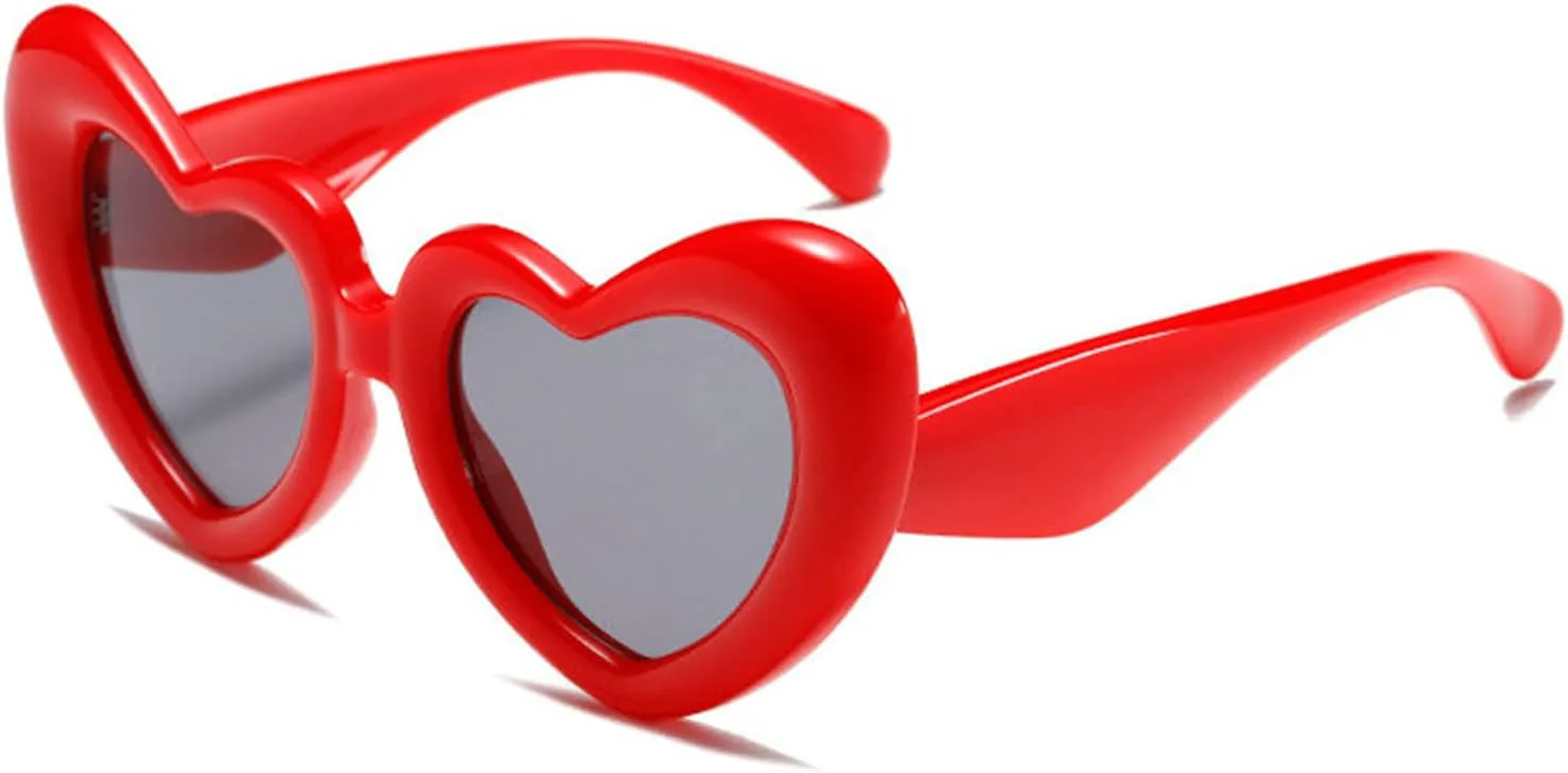 

Солнцезащитные очки Willochra в форме сердца, ретро-очки «кошачий глаз», винтажные милые очки для женщин, идеально подходят для девичника, 2pcs-black&red