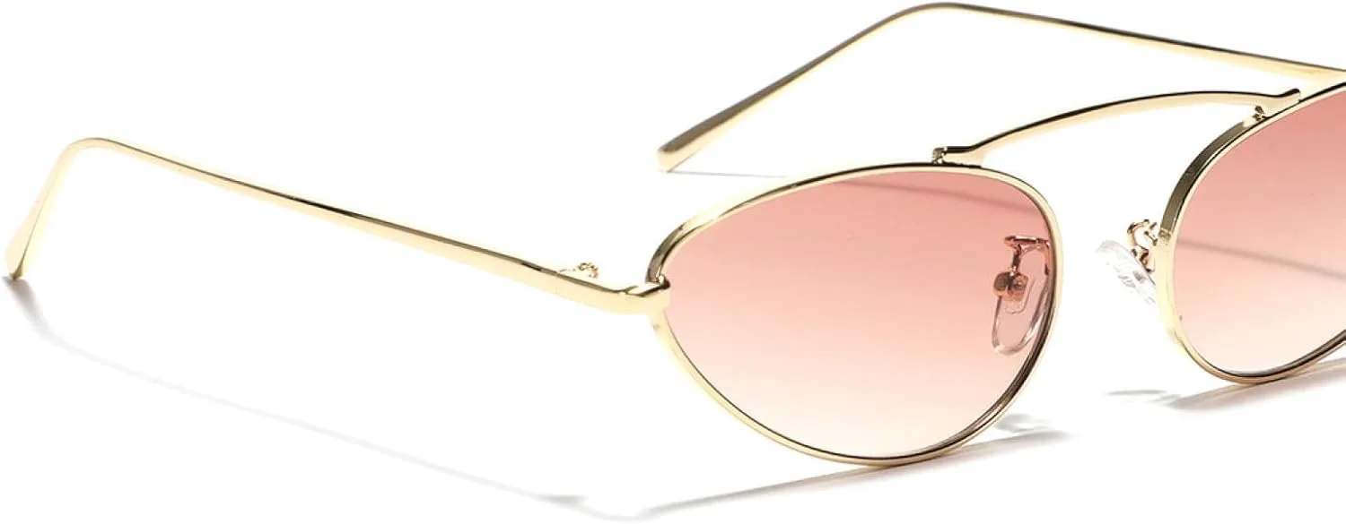 

Роскошные женские солнцезащитные очки «кошачий глаз» в модной маленькой овальной металлической оправе с защитой от УФ-излучения UV400 TOIPASTN, Gold Gray