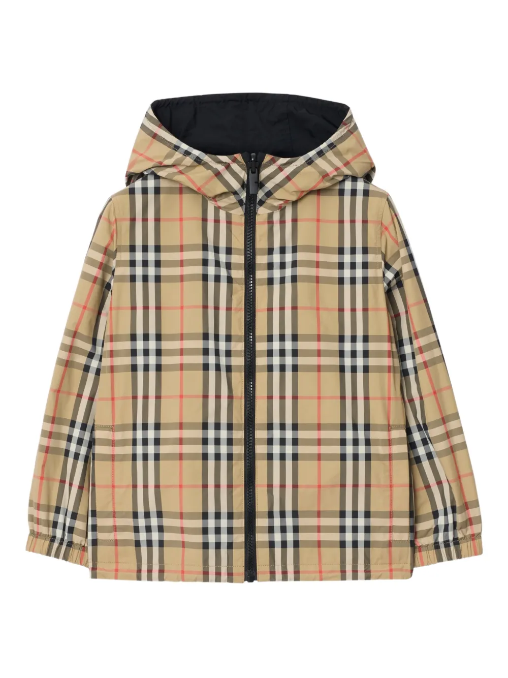 

Двусторонняя куртка с капюшоном и клетчатым узором Burberry Kids, бежевый