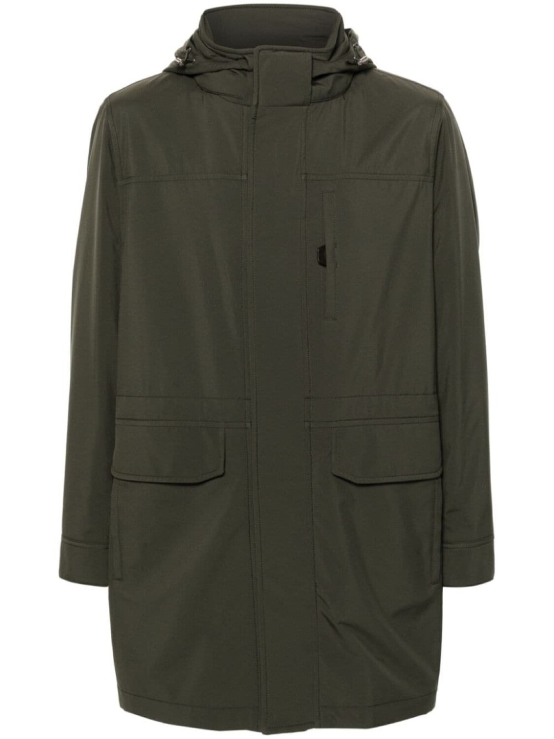 

Brioni пальто с капюшоном и кулиской, зеленый