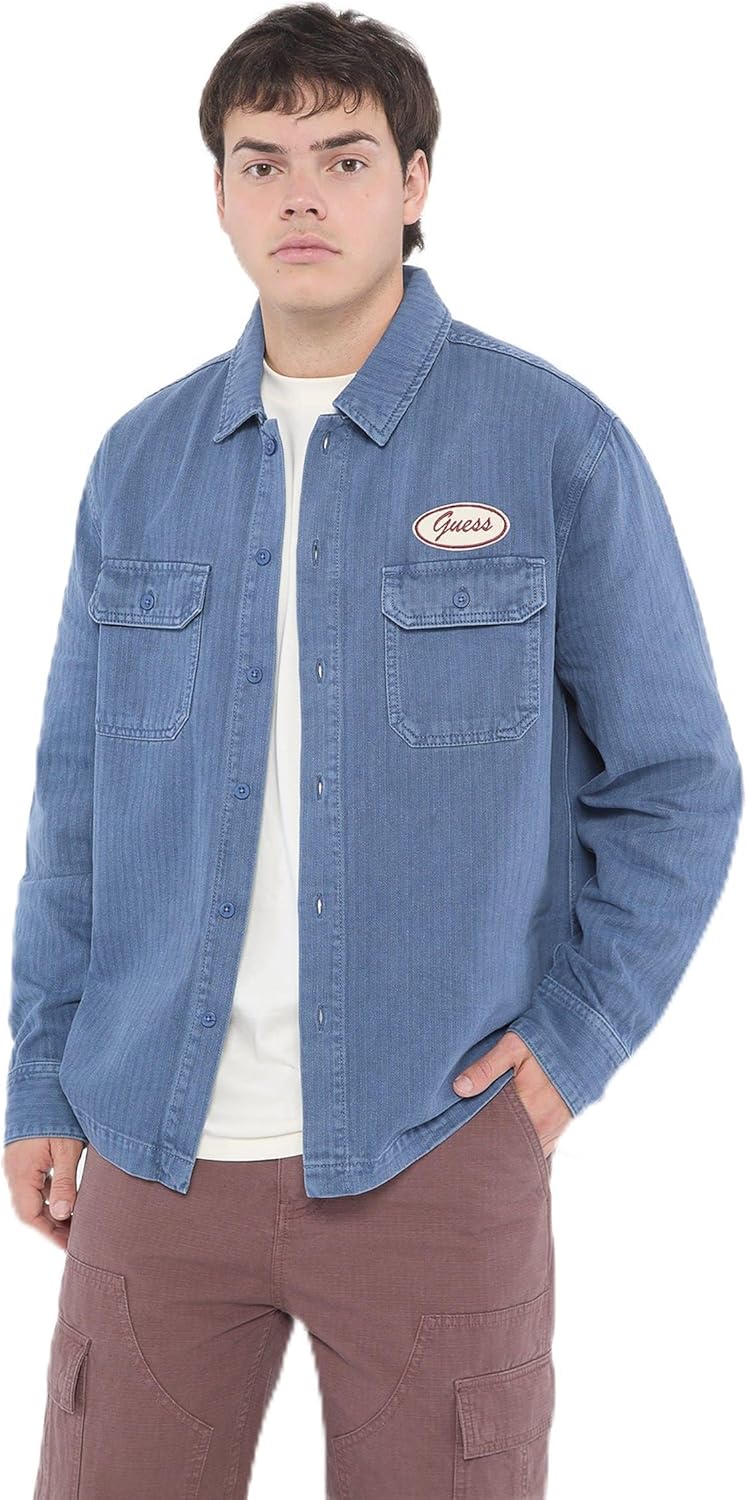 

GUESS Originals рубашка с аппликацией, Pennant Blue Multi - H70X