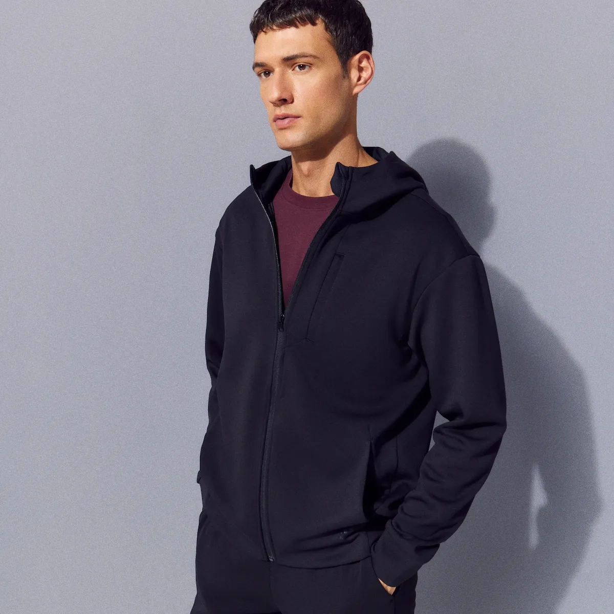 

Открытая вискозная толстовка с капюшоном Sportcasual для мужчин Boomerang, черный