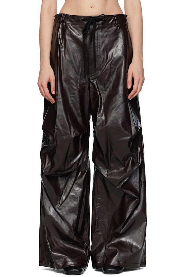 

Облегающие брюки из искусственной кожи Mm6 Maison Margiela, цвет burgundy