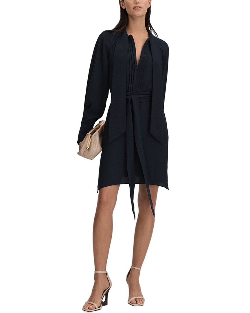 

Reiss Ellie Платье с поясом и расклешенным подолом, темно-синий