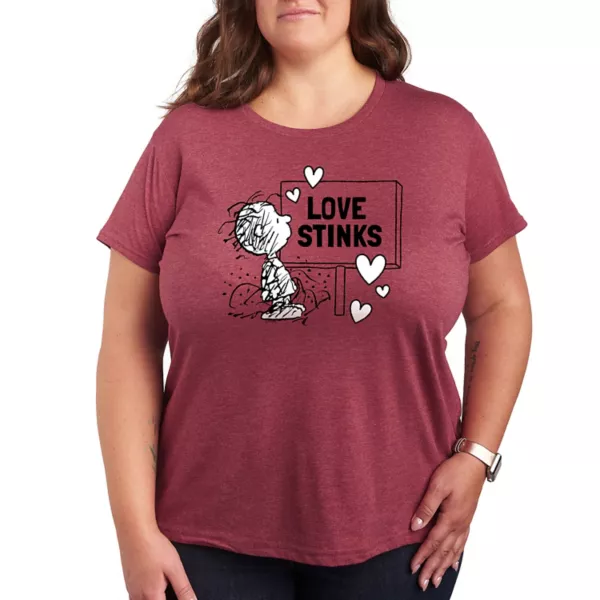 

Плюс футболка с графическим принтом «Peathies Piggin Love Stinks» Licensed Character, красный