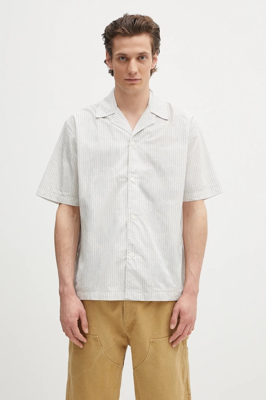 

Хлопковая рубашка Mads Poplin Stripe SS Norse Projects, белый