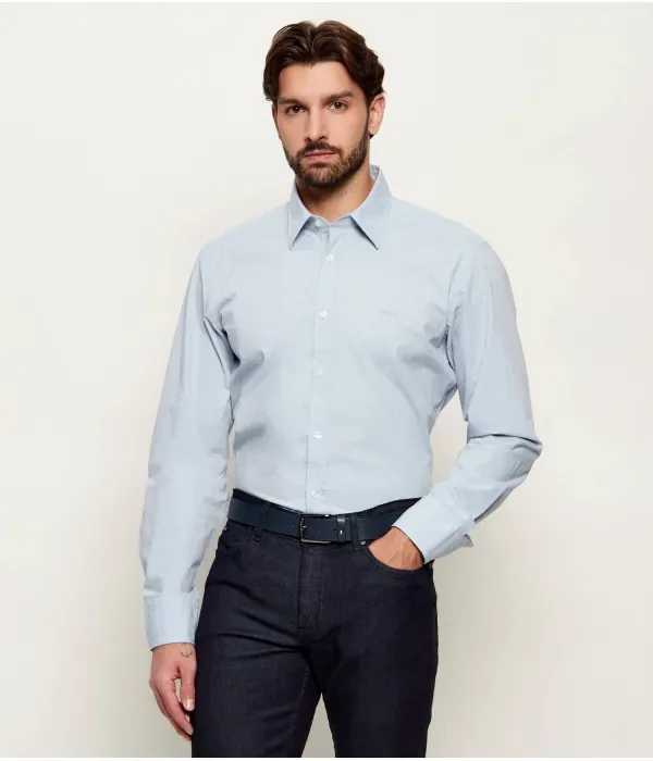 Элегантная рубашка_6_М regular fit Boss Orange, небесно-голубой