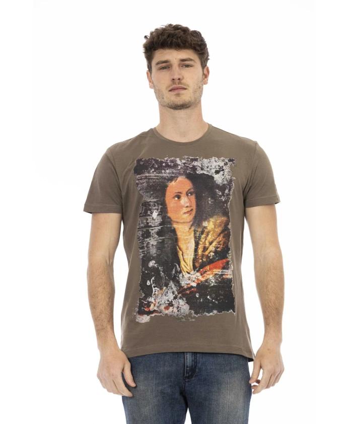 

Повседневная футболка с короткими рукавами и круглым вырезом. Trussardi, коричневый