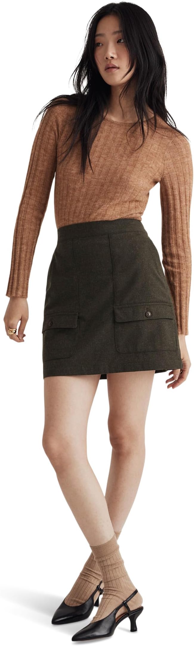 

Юбка Madewell Wool-Blend Cargo Mini Skirt, цвет Heather Expedition Green