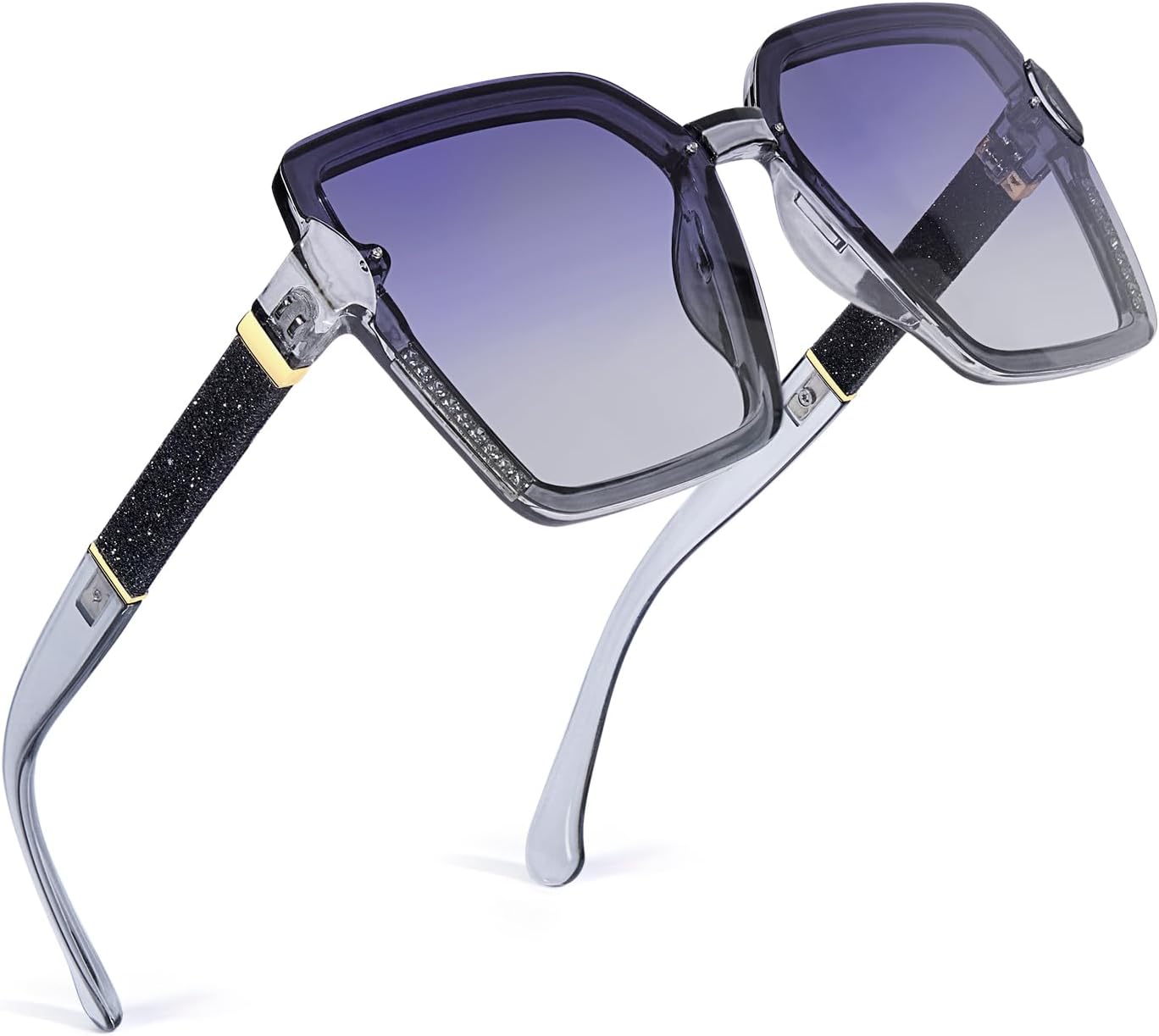 

Поляризованные солнцезащитные очки для женщин, большие квадратные солнцезащитные очки с защитой от УФ-излучения UV 400, винтажные легкие женские солнцезащитные очки SA HEXISHIJIA, Grey Lens