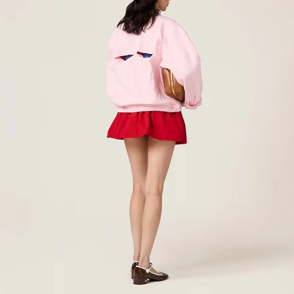 Куртка-рубашка Miu Miu из поплина, розовая — фото 4