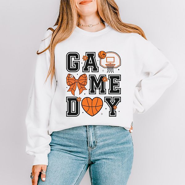 

Графический свитшот для женщин Basketball game day coquette Simply Sage Market, White, Белый, Графический свитшот для женщин Basketball game day coquette Simply Sage Market, White