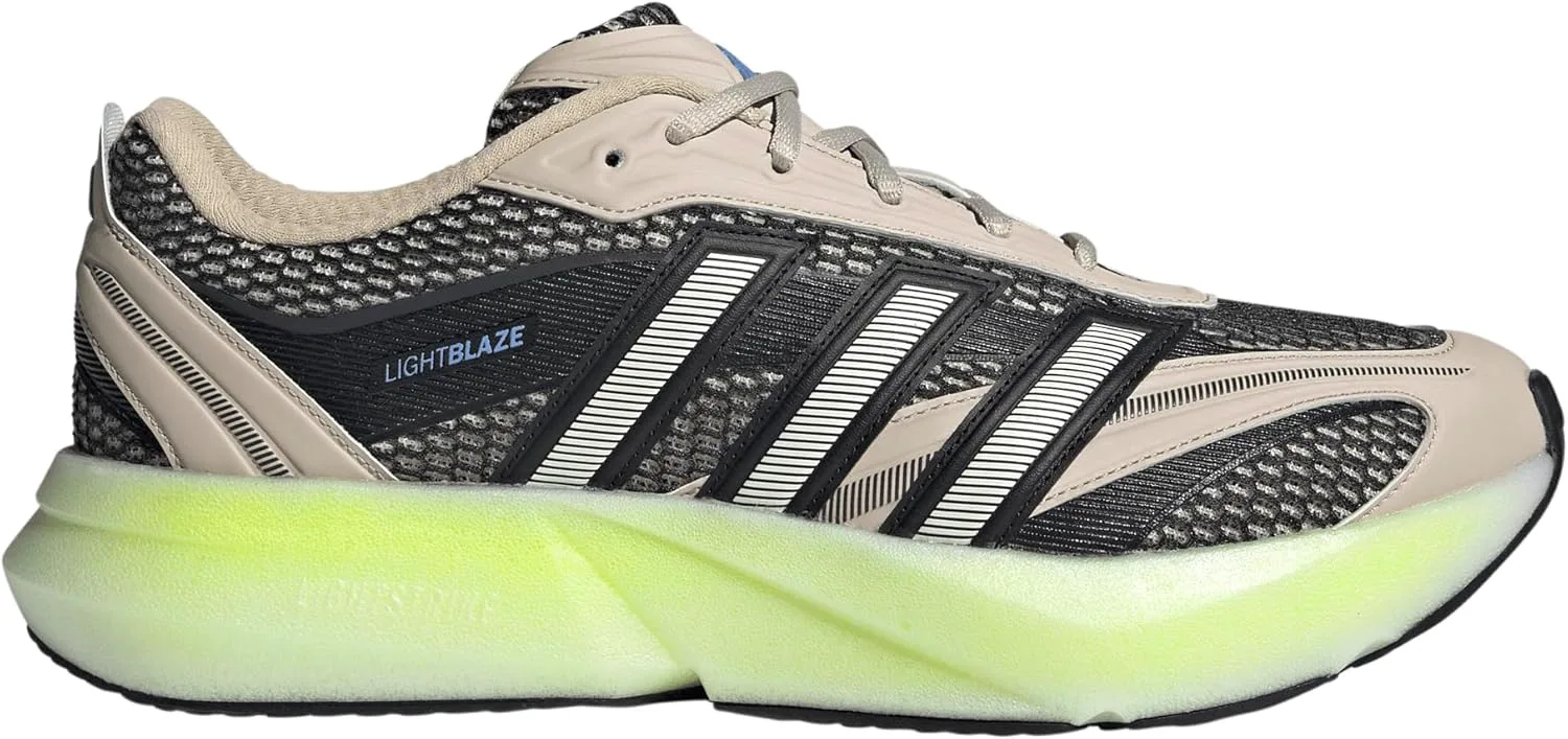 Мужские кроссовки Adidas Lightblaze Glow на шнуровке для повседневной носки - синие, черный/бежевый — фото 4