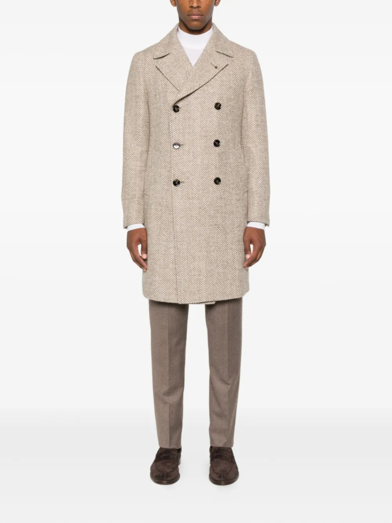 

Tagliatore двубортное пальто с узором в елочку, нейтральный