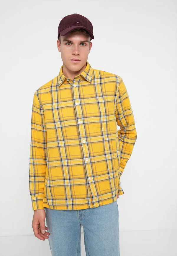 Рубашка свободного кроя из фактурной саржи в клетку. Tommy Hilfiger, Midway Yellow — фото 4