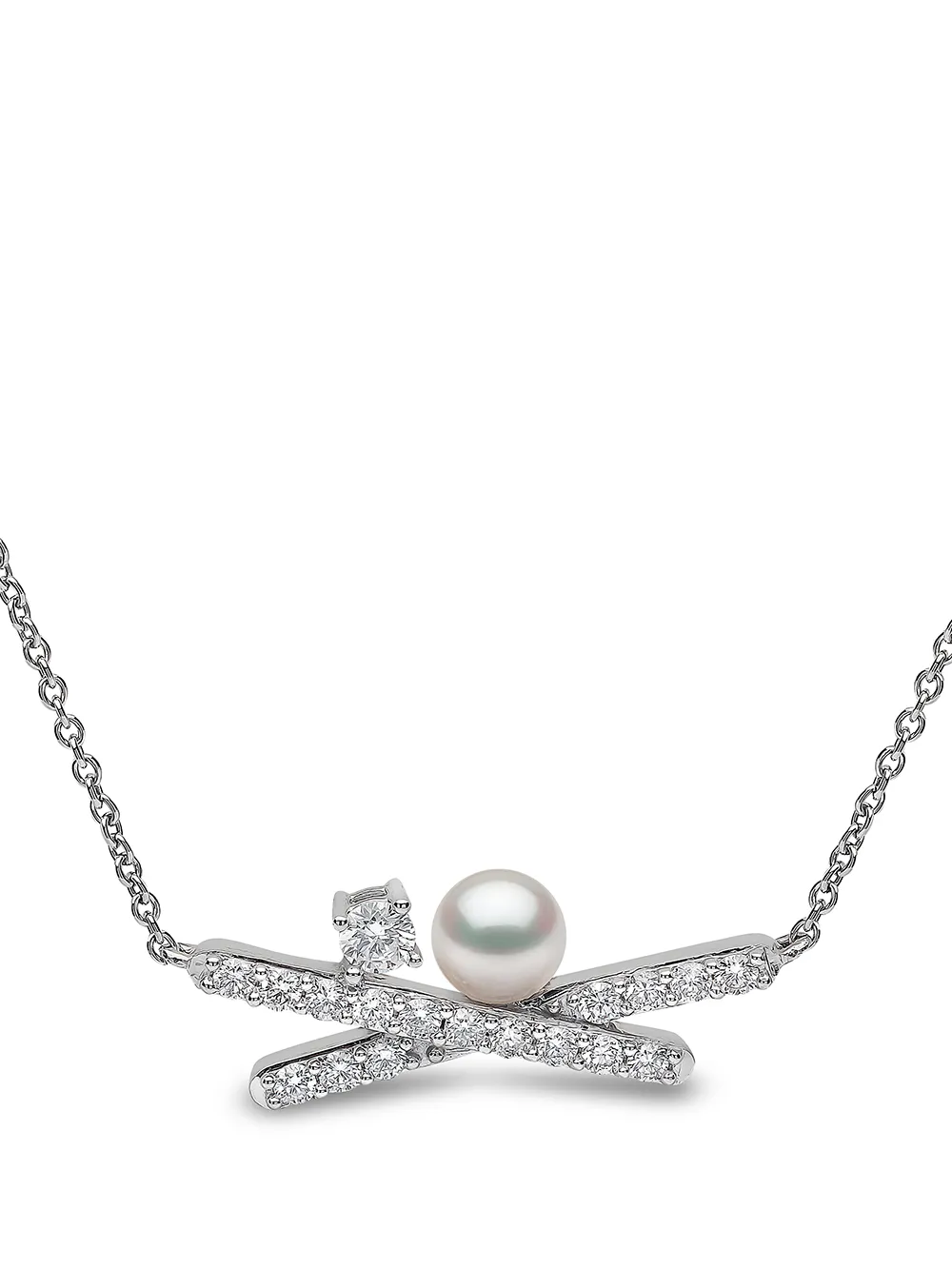 

Колье Sleek из белого золота с жемчугом и бриллиантами Yoko London, серебяный