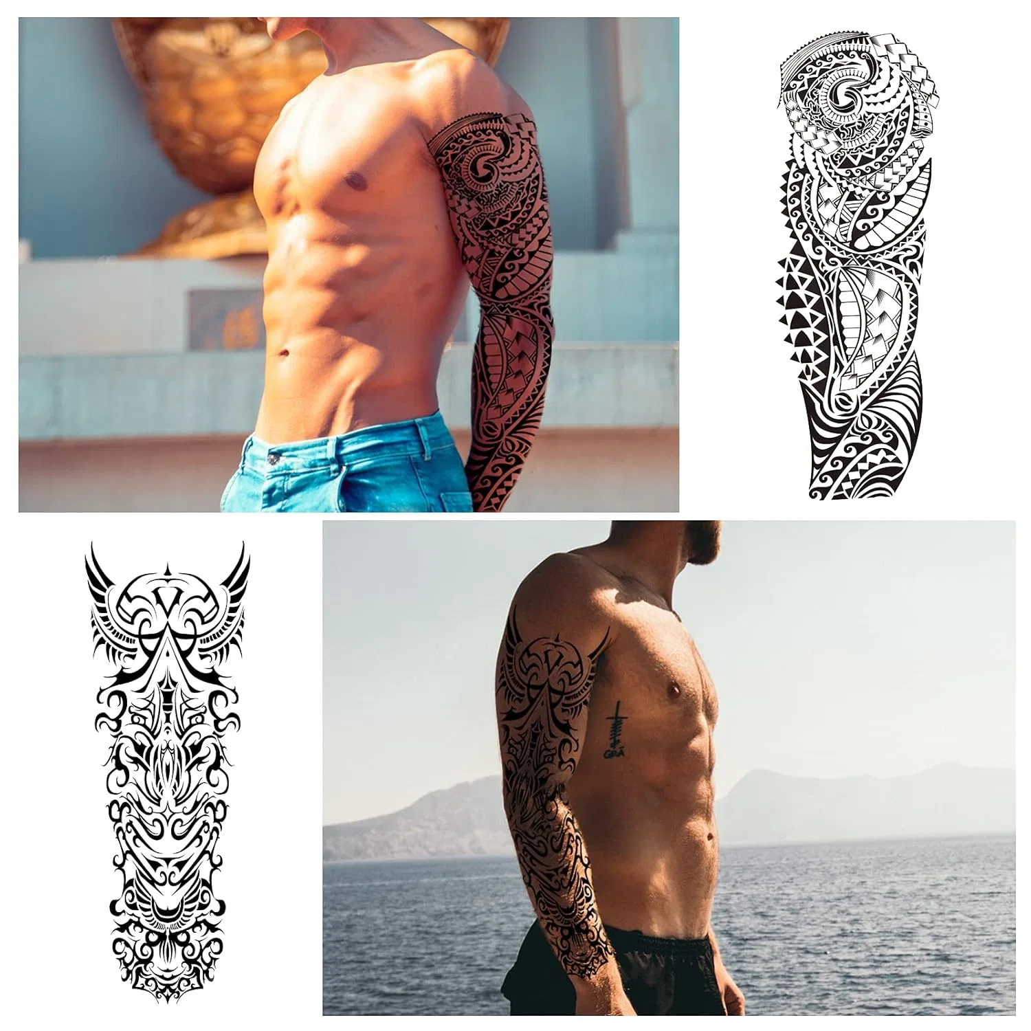 Набор временных татуировок для тела, 18 листов Cayuden, 10 Sheets Of Full Arm + 8 Sheets Of Half Arm Tattoos — фото 4