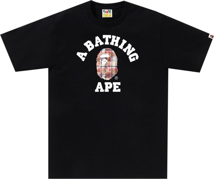 

Футболка BAPE Bleach Check College 'Black', черный