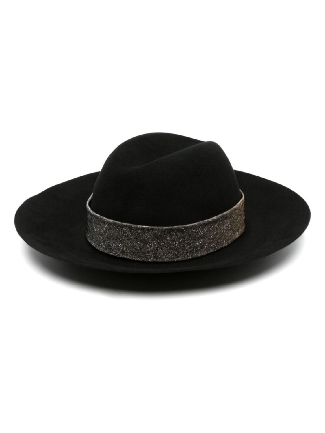 

Borsalino ribbon-detail wool fedora hat, черный