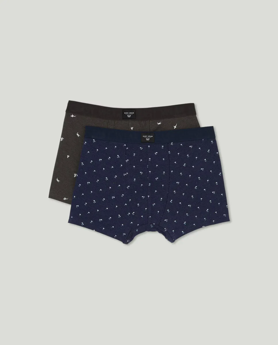 

Набор из двух эластичных боксеров с мужским принтом Easy Wear, тёмно-синий